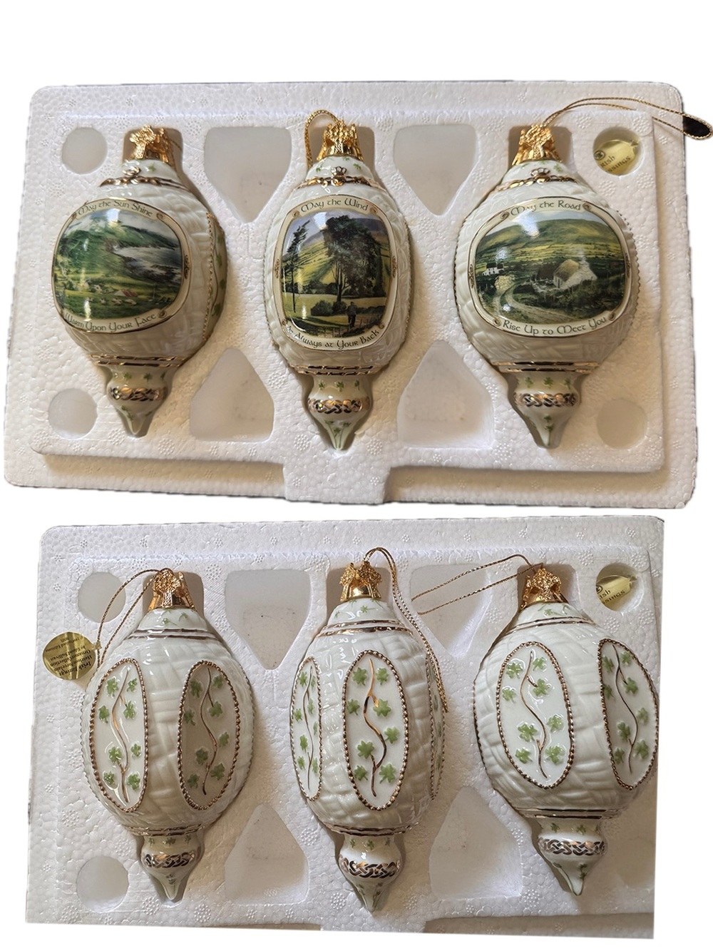 Irish Blessings 3pc Porcelain Ornament Set -Bradford Exchange